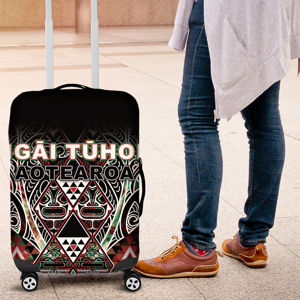 Aotearoa Ngai Tuhoe Luggage Cover Maori Tribal Red And Green Paua Shell Pattern