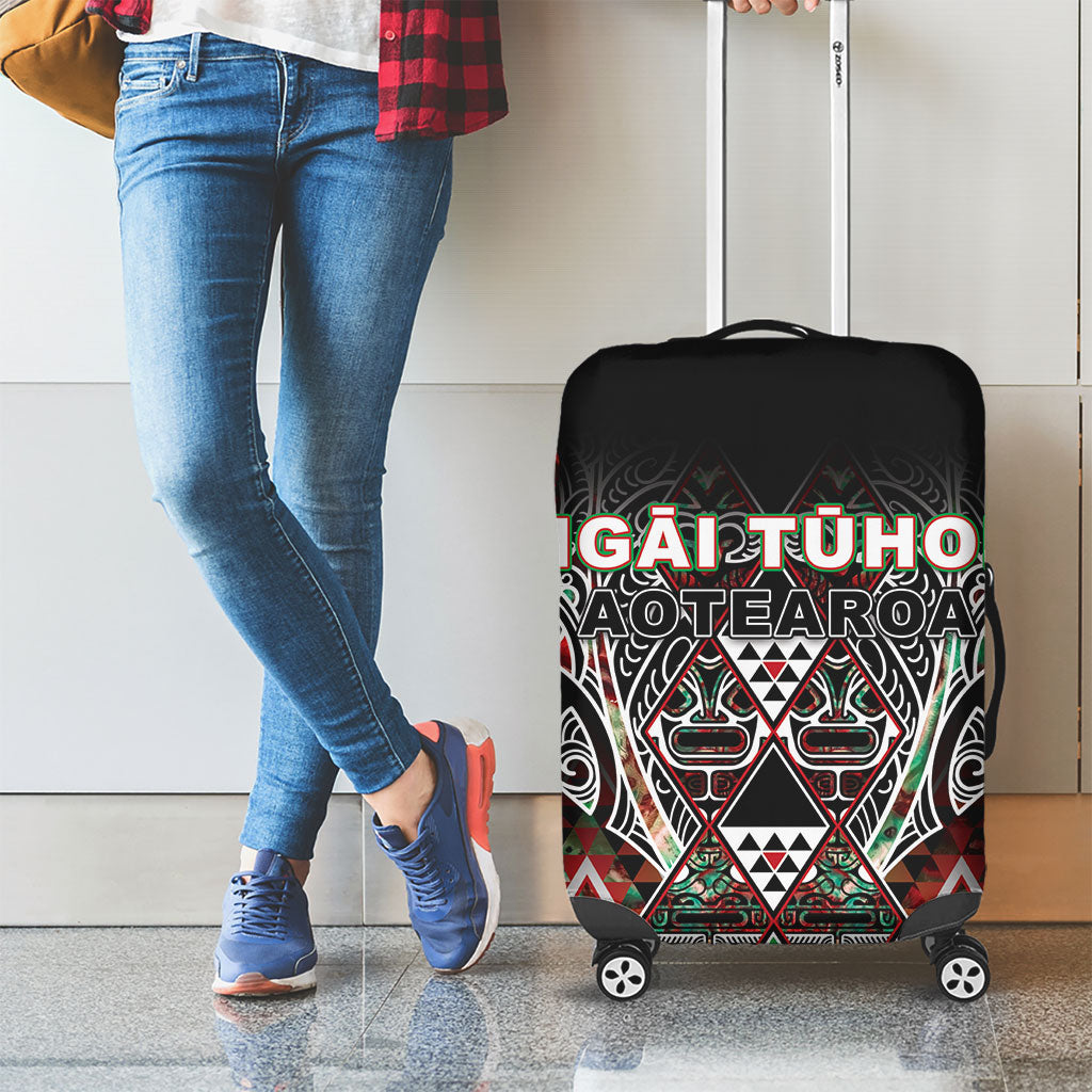 Aotearoa Ngai Tuhoe Luggage Cover Maori Tribal Red And Green Paua Shell Pattern