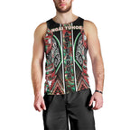 Aotearoa Ngai Tuhoe Men Tank Top Maori Tribal Red And Green Paua Shell Pattern