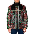 Aotearoa Ngai Tuhoe Padded Jacket Maori Tribal Red And Green Paua Shell Pattern