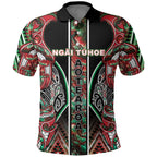 Aotearoa Ngai Tuhoe Polo Shirt Maori Tribal Red And Green Paua Shell Pattern