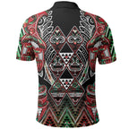 Aotearoa Ngai Tuhoe Polo Shirt Maori Tribal Red And Green Paua Shell Pattern