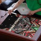 Aotearoa Ngai Tuhoe Puzzle Maori Tribal Red And Green Paua Shell Pattern