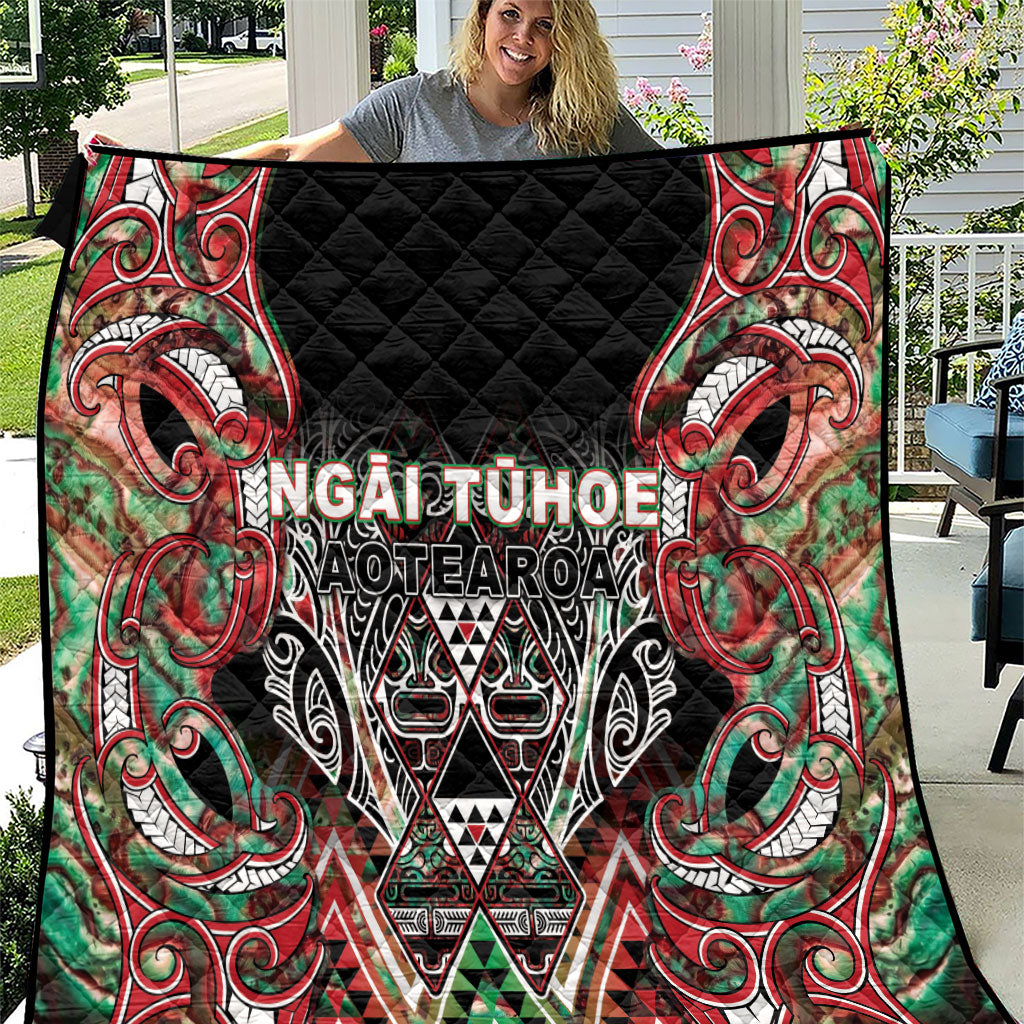 Aotearoa Ngai Tuhoe Quilt Maori Tribal Red And Green Paua Shell Pattern