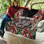 Aotearoa Ngai Tuhoe Quilt Maori Tribal Red And Green Paua Shell Pattern