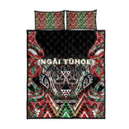 Aotearoa Ngai Tuhoe Quilt Bed Set Maori Tribal Red And Green Paua Shell Pattern