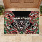 Aotearoa Ngai Tuhoe Rubber Doormat Maori Tribal Red And Green Paua Shell Pattern