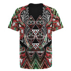 Aotearoa Ngai Tuhoe Rugby Jersey Maori Tribal Red And Green Paua Shell Pattern