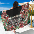 Aotearoa Ngai Tuhoe Sarong Maori Tribal Red And Green Paua Shell Pattern