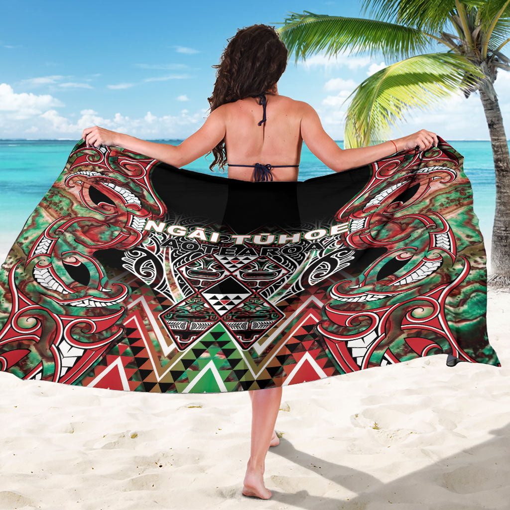 Aotearoa Ngai Tuhoe Sarong Maori Tribal Red And Green Paua Shell Pattern