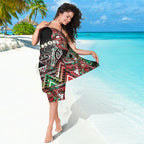 Aotearoa Ngai Tuhoe Sarong Maori Tribal Red And Green Paua Shell Pattern