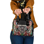 Aotearoa Ngai Tuhoe Shoulder Handbag Maori Tribal Red And Green Paua Shell Pattern