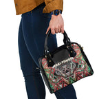 Aotearoa Ngai Tuhoe Shoulder Handbag Maori Tribal Red And Green Paua Shell Pattern