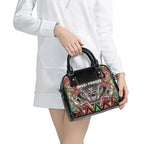 Aotearoa Ngai Tuhoe Shoulder Handbag Maori Tribal Red And Green Paua Shell Pattern