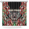 Aotearoa Ngai Tuhoe Shower Curtain Maori Tribal Red And Green Paua Shell Pattern