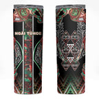 Aotearoa Ngai Tuhoe Skinny Tumbler Maori Tribal Red And Green Paua Shell Pattern