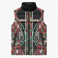 Aotearoa Ngai Tuhoe Sleeveless Puffer Jacket Maori Tribal Red And Green Paua Shell Pattern
