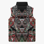 Aotearoa Ngai Tuhoe Sleeveless Puffer Jacket Maori Tribal Red And Green Paua Shell Pattern