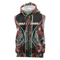 Aotearoa Ngai Tuhoe Sleeveless Zip Hoodie Maori Tribal Red And Green Paua Shell Pattern