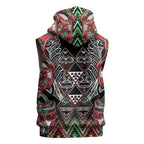 Aotearoa Ngai Tuhoe Sleeveless Zip Hoodie Maori Tribal Red And Green Paua Shell Pattern