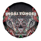 Aotearoa Ngai Tuhoe Spare Tire Cover Maori Tribal Red And Green Paua Shell Pattern