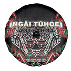 Aotearoa Ngai Tuhoe Spare Tire Cover Maori Tribal Red And Green Paua Shell Pattern