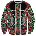 Aotearoa Ngai Tuhoe Sweatshirt Maori Tribal Red And Green Paua Shell Pattern
