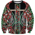 Aotearoa Ngai Tuhoe Sweatshirt Maori Tribal Red And Green Paua Shell Pattern