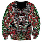 Aotearoa Ngai Tuhoe Sweatshirt Maori Tribal Red And Green Paua Shell Pattern