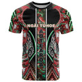 Aotearoa Ngai Tuhoe T Shirt Maori Tribal Red And Green Paua Shell Pattern