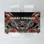 Aotearoa Ngai Tuhoe Tablecloth Maori Tribal Red And Green Paua Shell Pattern
