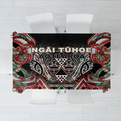 Aotearoa Ngai Tuhoe Tablecloth Maori Tribal Red And Green Paua Shell Pattern