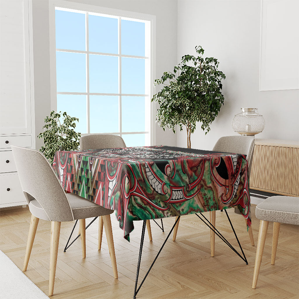 Aotearoa Ngai Tuhoe Tablecloth Maori Tribal Red And Green Paua Shell Pattern
