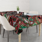 Aotearoa Ngai Tuhoe Tablecloth Maori Tribal Red And Green Paua Shell Pattern