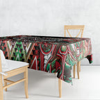 Aotearoa Ngai Tuhoe Tablecloth Maori Tribal Red And Green Paua Shell Pattern