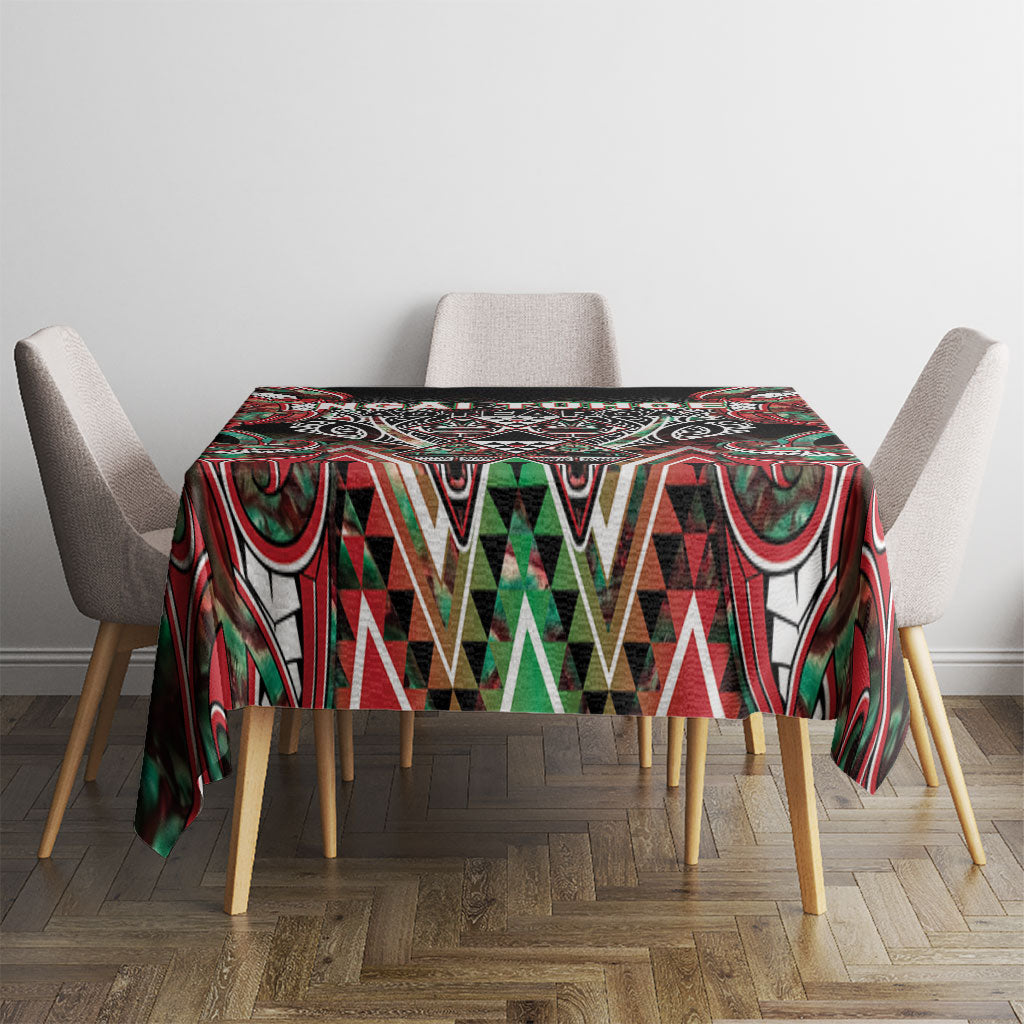 Aotearoa Ngai Tuhoe Tablecloth Maori Tribal Red And Green Paua Shell Pattern