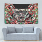 Aotearoa Ngai Tuhoe Tapestry Maori Tribal Red And Green Paua Shell Pattern