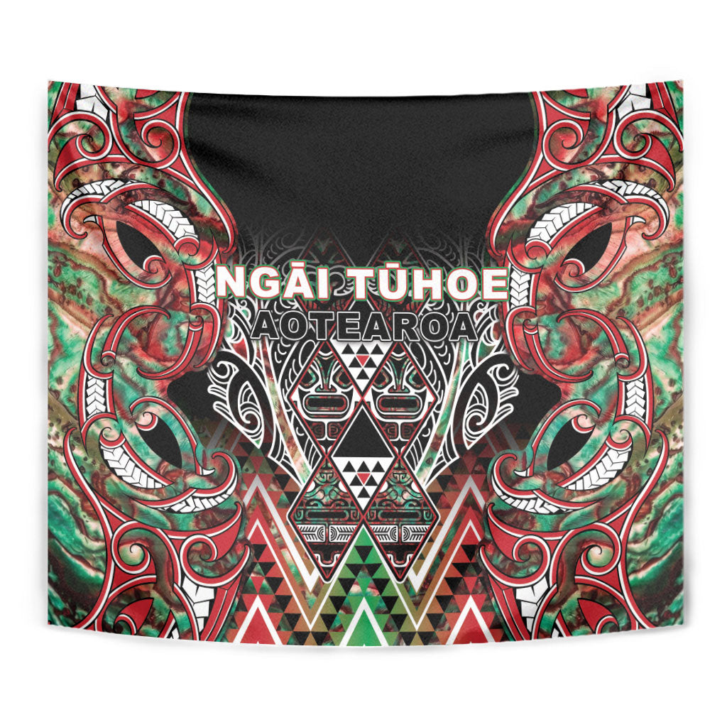 Aotearoa Ngai Tuhoe Tapestry Maori Tribal Red And Green Paua Shell Pattern