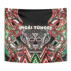 Aotearoa Ngai Tuhoe Tapestry Maori Tribal Red And Green Paua Shell Pattern