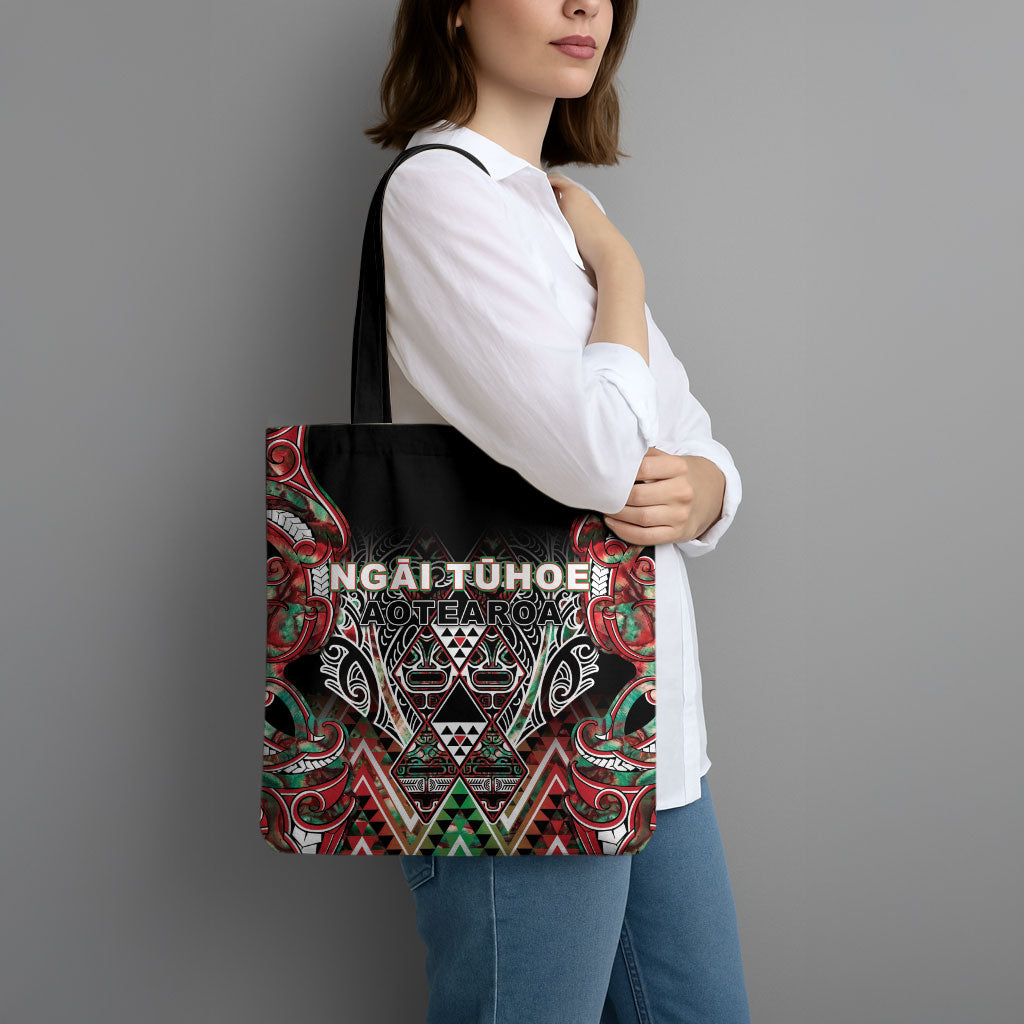 Aotearoa Ngai Tuhoe Tote Bag Maori Tribal Red And Green Paua Shell Pattern