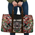 Aotearoa Ngai Tuhoe Travel Bag Maori Tribal Red And Green Paua Shell Pattern