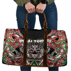 Aotearoa Ngai Tuhoe Travel Bag Maori Tribal Red And Green Paua Shell Pattern