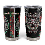 Aotearoa Ngai Tuhoe Tumbler Cup Maori Tribal Red And Green Paua Shell Pattern