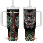 Aotearoa Ngai Tuhoe Tumbler With Handle Maori Tribal Red And Green Paua Shell Pattern