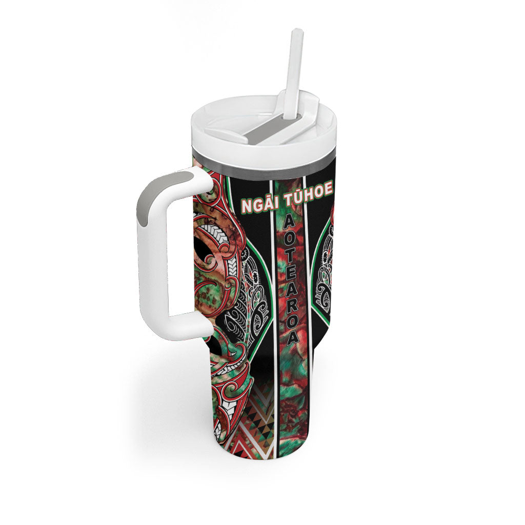 Aotearoa Ngai Tuhoe Tumbler With Handle Maori Tribal Red And Green Paua Shell Pattern