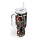 Aotearoa Ngai Tuhoe Tumbler With Handle Maori Tribal Red And Green Paua Shell Pattern