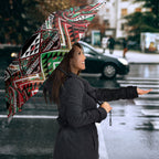 Aotearoa Ngai Tuhoe Umbrella Maori Tribal Red And Green Paua Shell Pattern