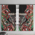 Aotearoa Ngai Tuhoe Window Curtain Maori Tribal Red And Green Paua Shell Pattern