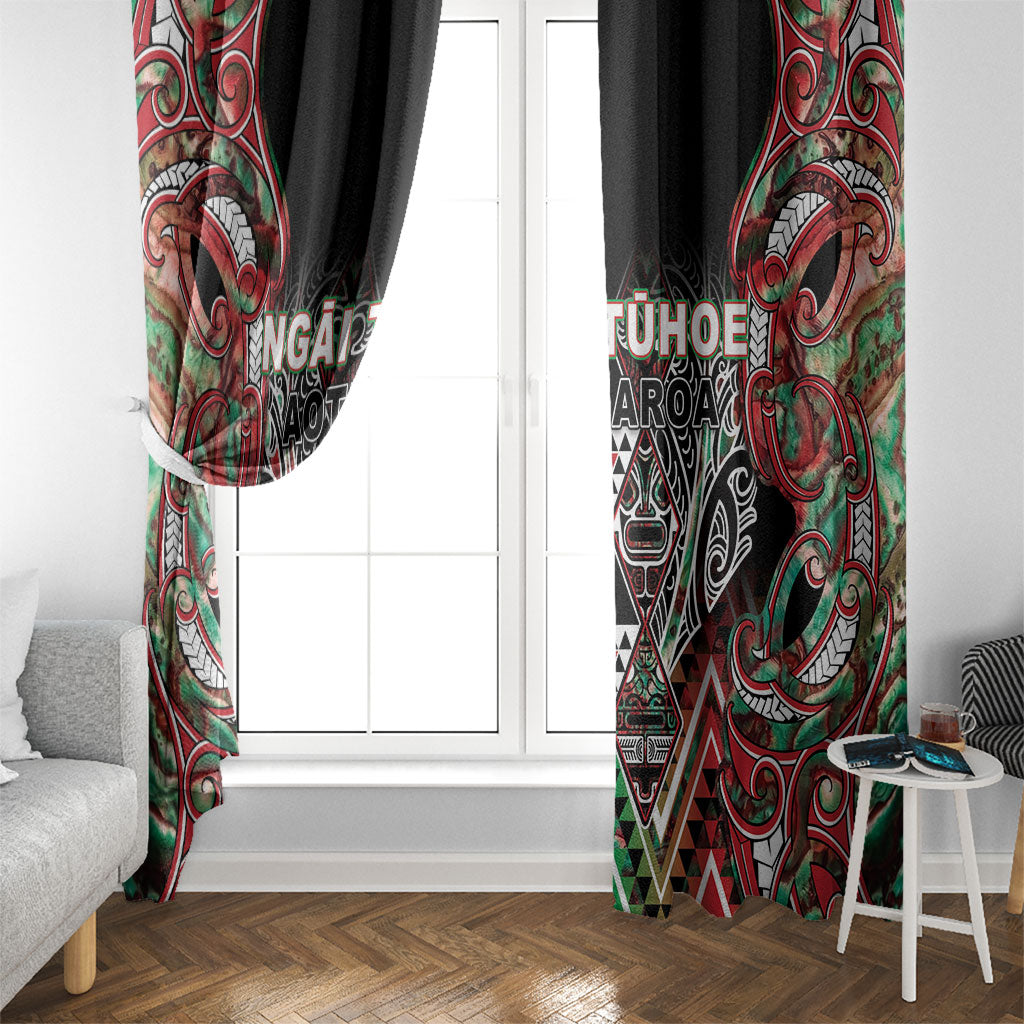 Aotearoa Ngai Tuhoe Window Curtain Maori Tribal Red And Green Paua Shell Pattern