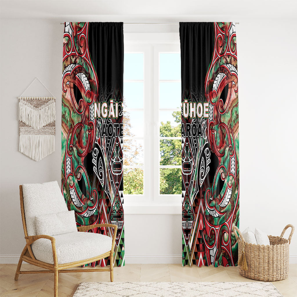 Aotearoa Ngai Tuhoe Window Curtain Maori Tribal Red And Green Paua Shell Pattern